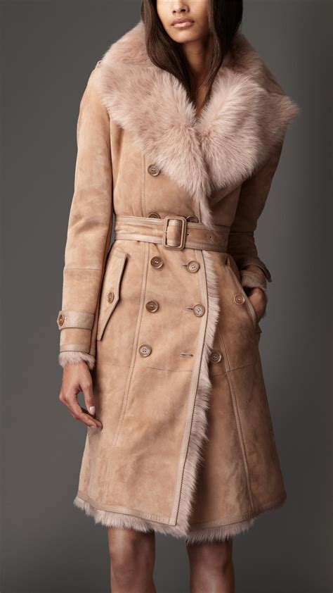 long shearling trench coat burberry|Burberry trench coat removable lining.